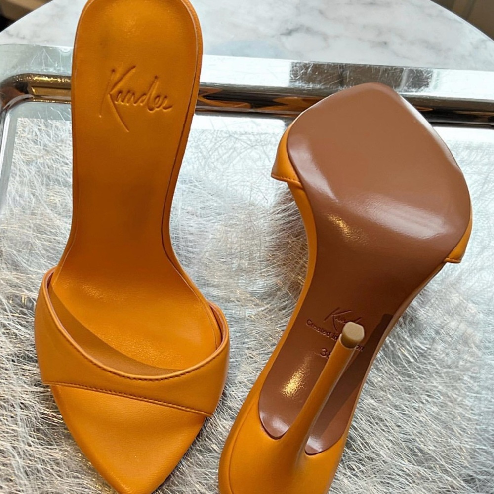 Kandee Saffron Leather Mules